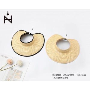 <b>Straw</b> Open-Top <b>Hat</b> 12Cm Wide Brim Sun Protection Summer Beach Wear - Product Image 3