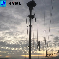 HYML 6m AZ4 Mât de levage télescopique en aluminium à verrouillage automatique avec base transversale, charge utile supérieure de 100 kg, pour éclairage, caméra, levé topographique, télécommunications et protection contre la foudre