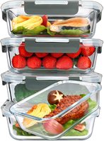 Verrouiller le couvercle en verre à haute teneur en borosilicate récipient alimentaire four bol ensemble verre