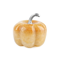 Figurine de citrouille en pierre précieuse de 30 mm, mini statue de citrouille sculptée en jade jaune, ornements pour la décoration d'Halloween à la maison