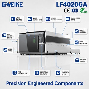 Machine de découpe laser fibre CNC haute précision 2000W AI pour le traitement de tôles d'acier au carbone, d'acier doux et d'aluminium de 0,5 à 20 mm, avec système Yaskawa Water - Product Image 3