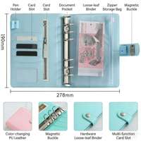 Carnet A6 en cuir PU à feuilles mobiles, classeur rechargeable, planificateur, portefeuille de budget avec fermeture éclair, enveloppes à monnaie pour le défi d'épargne