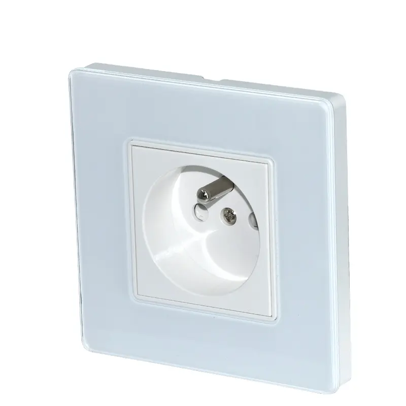 NEPCI 86 Type Tempered glass panel Euro Wall Plug Socket French Type 16A 2P+T Electrical Connection Outlet Socket XJY-QB-32-100