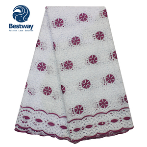 Bestway swiss Tissu <span class=keywords><strong>sec</strong></span> en dentelle brodée en voile de coton pour robe - Product Image 3