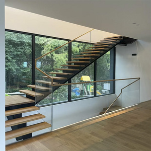 <span class=keywords><strong>Escalera</strong></span> Interior Moderna de Madera Sólida con Barandilla de Vidrio para <span class=keywords><strong>Viga</strong></span> <span class=keywords><strong>Central</strong></span> Única, <span class=keywords><strong>Precio</strong></span> Directo de Fábrica, Tamaño y Color Personalizables - Product Image 3