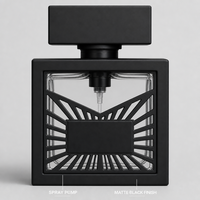 Flacon de parfum vide personnalisé en verre 100 ml, design treillis noir mat, flacon atomiseur rechargeable, vente en gros, logo personnalisé OEM