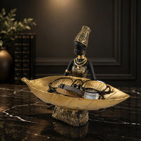 Boîte de rangement en résine, figurine femme africaine, décoration d'intérieur, plateau à clés, ornement pour salon, bureau