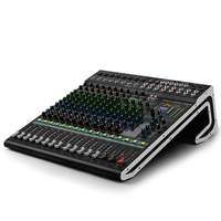 Mélangeur audio professionnel 12/16 canaux pour performances sur scène KTV avec effet Bluetooth et fonctionnalités numériques bleu/dent