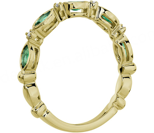 Anillo de Compromiso, Boda o Aniversario de Plata de Ley con Esmeralda Natural y Circonita Cúbica, Venta al por Mayor - Product Image 2