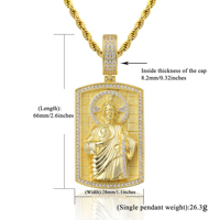 Nouvel Arrivage Pendentif Croix Religieuse en Laiton Plaqué Or 14K Micro-Pavé de Zircons, Bijoux Hip Hop pour Garçons, Vente en Gros