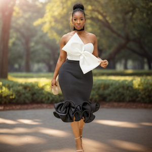 Conjunto de 2 Piezas para Mujer, Top Corto con Lazo y Falda Tutú, Estilo Veraniego, Disponible para Entrega Inmediata - Product Image 2