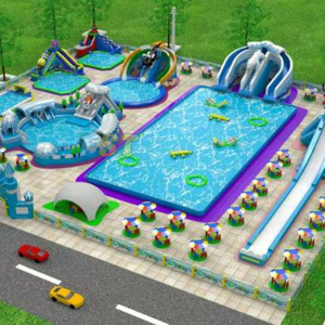 Parc aquatique terrestre de nouvelle conception Fun City Solution unique Parc d'attractions gonflable Parc aquatique terrestre avec piscine à toboggans - Product Image 3