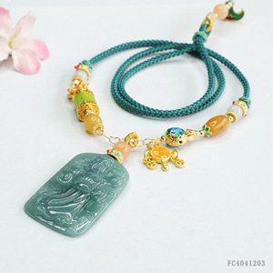 Collar de Jade con Colgante de Esmeralda Azul del <span class=keywords><strong>Dios</strong></span> de la Riqueza, Ximang 2026, Venta al por Mayor de Fábrica S4041203 - Product Image 2