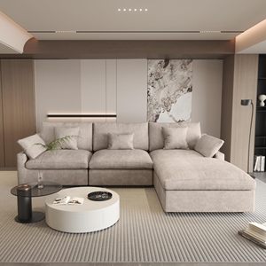 ชุดโซฟาโมดูลาร์ EU VOXHOME เฟอร์นิเจอร์ทันสมัย ผ้าลินินผสม สำหรับห้องนั่งเล่น 3 4 5 6 7 ที่นั่ง สีคลาวด์คาคี - Product Image 1