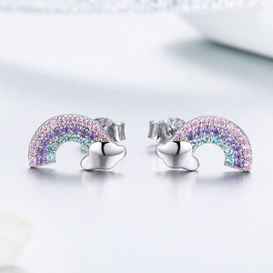 ขายส่ง925เงินสเตอร์ลิงสีรุ้ง zircon ต่างหูสวยงามต่างหูสำหรับสตรีอินเทรนด์ปาร์ตี้ต่างหู SCE578 <span class=keywords><strong>bamoer</strong></span> - Product Image 2