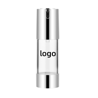 Bouteille en plastique sans air blanc argent de haute qualité avec couvercle de pompe sérum cosmétique emballage de luxe bouteille personnalisée