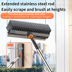 <span class=keywords><strong>Brosse</strong></span> de nettoyage 3-en-1 en acier inoxydable robuste à poils rigides avec long manche pour <span class=keywords><strong>douche</strong></span>, salle de bain et sols – Portable - Product Image 4