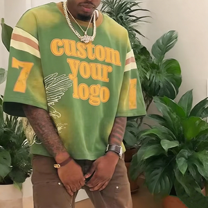 T-shirt Oversize Vintage in Cotone Acid Wash con Spalle Cadenti, Stampa <span class=keywords><strong>Grafica</strong></span> e Taglio Boxy Cropped per Uomo - Produttore - Product Image 1