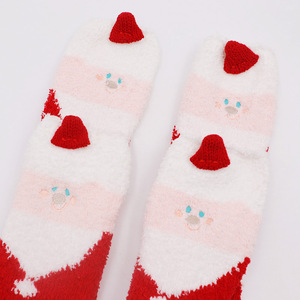 Chaussettes en velours pour <span class=keywords><strong>femmes</strong></span>, couleur corail, pour noël, vente en gros, en coton, personnalisées, Calcetines, style poupée de neige, 2021 - Product Image 2