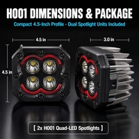 Projecteur de travail LED quadruple 3 pouces 40W, étanche IP68, pour conduite tout-terrain, feux de brouillard pour 4x4, camion, pick-up, SUV, tracteur