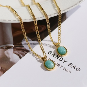 Collares con Dijes Modernos 2026, Joyería Minimalista de Acero Inoxidable 316L, Collar con Piedras Preciosas en Oro PVD de 18k para Mujer - Product Image 2