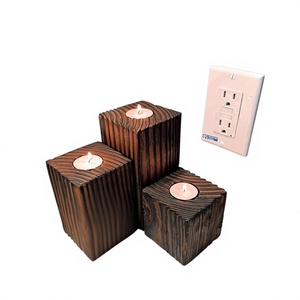 AZ ENTERPRISES Wooden Rectangle Tea Light Holder <b>Set</b> Handmade Eco-Friendly Durable Craftsmanship for Home Decoration & Christmas - Product Image 4