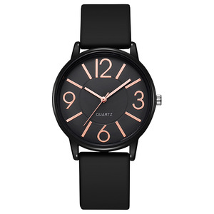 Reloj de Cuarzo para Mujer, Esfera Redonda de 38 mm, Cristal, Correa de Silicona de 20 mm, Caja de Aleación, Números Arábigos, Puntero, Accesorio de Moda Sencillo - Product Image 4