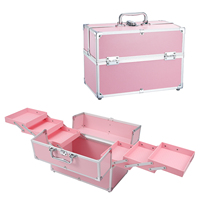 Trousse de Maquillage Professionnelle de Voyage 6 Plateaux Grande Capacité Organisateur Portable pour Ongles Verrouillable à Clé pour Formation en Esthétique et Cosmétologie