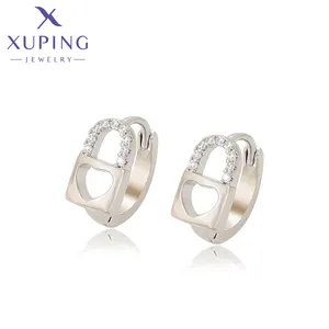 X000029845 XUPING Jewelry wholesale Platinum plated silver color Zircon special lock shape diamond Huggie earring
