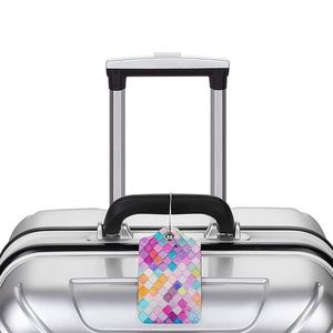 Fashion Color Printed Leather Luggage <b>Tags</b> Novelty Travel Suitcase Boarding ID Card Holder with <b>Key</b> Chains Promotion Gifts - Product Image 5