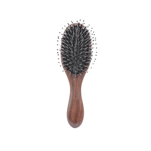 Ebony Wood Boar Bristle Cushion <b>Brush</b>, <b>Scalp</b> Massage Hair <b>Brush</b> for Detangling Smooth Silky Hair - Product Image 1
