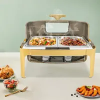 Roldeksel rechthoekige chafing dish 9,5QT roestvrij staal luxe serveerwarmer voor voedsel, geschikt voor commerciële restaurants en hotels in het Chinese landgebied