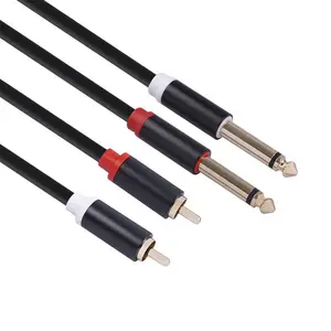 Dual RCA to Dual Mono 6.35mm Male Audio Cable 2RCA to 2 6.5mm DVD Mixer Wire for Amplifier Speakers TV AV Audio Cable