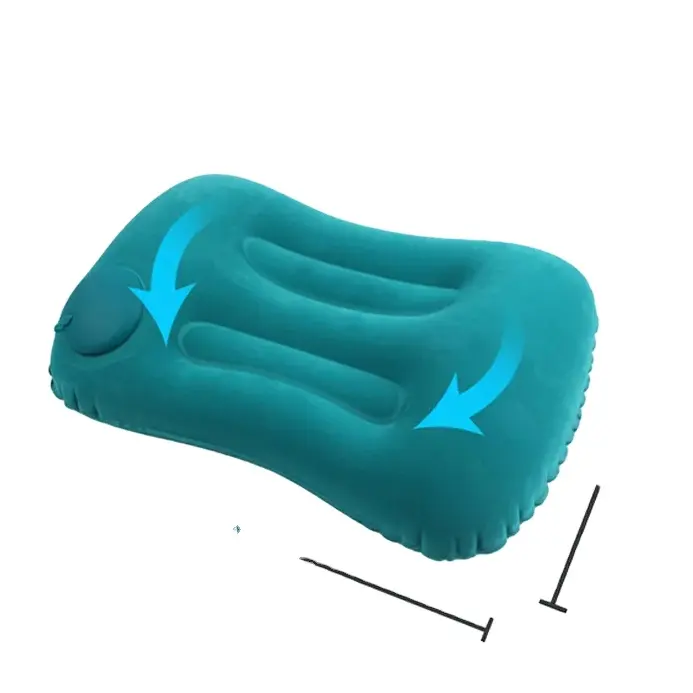 hot sale OEM lightweight Rectangular air inflating press pump folding portable beach neck camping travel inflatable pillow