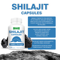 Precio al por mayor Shilajit cápsulas 2000mg fuerza Shilajit extracto suplemento promueve la inmunidad envejecimiento 120 tapas