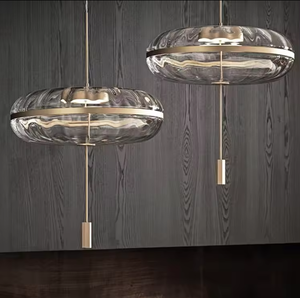 Zeal Lighting Modern Glass <b>Pumpkin</b> Pendant <b>Light</b> Iron Design Switch Remote Control Restaurant Rooms - Product Image 2