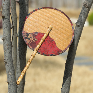 Handmade Bamboo Woven Fan Large Retro Natural Craft Art Collectible Gift - Product Image 3