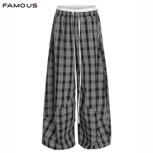 <span class=keywords><strong>Pantalon</strong></span> large Y2K à <span class=keywords><strong>carreaux</strong></span>, coupe droite, style streetwear pour <span class=keywords><strong>homme</strong></span>, vente en gros OEM en vrac - Product Image 1
