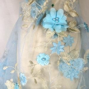 DELACE - Tela de Encaje Nupcial con Flores 3D Coloridas y Bordado de Malla <span class=keywords><strong>para</strong></span> Vestido de Novia - Product Image 5
