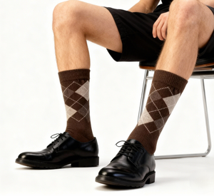 Chaussettes pour hommes à motif Argyle - Respirantes, séchage rapide, tissées en élasthanne/coton, ajustement doux et élastique, usage décontracté, professionnel et quotidien - Product Image 3