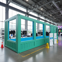Piscine Conteneur Préfabriquée Populaire de 40 Pieds en Structure Acier avec Grandes Fenêtres en Verre, Design Industriel, Écologique, Garantie 2 Ans