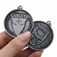 Nouveauté : Pendentif pièce de monnaie personnalisé style nordique, en alliage de zinc moulé sous pression, plaqué argent antique, avec logo en relief double face, pour collection de pièces de monnaie