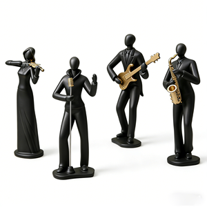Sculptures Modernes Décoration Jazz pour la Maison Statues de Musiciens (Saxophoniste, Violoniste, Clarinetiste) Noires pour Salon, Étagère, Bureau - Product Image 3