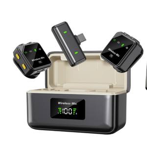 Double microphone de Lavalier <span class=keywords><strong>sans</strong></span> <span class=keywords><strong>fil</strong></span> 2.4G pour l'extérieur, la réduction du bruit de la radio du téléphone portable pour la conférence. - Product Image 1