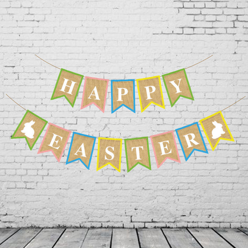 Wholesale HAPPY EASTER Burlap Banner Decoration Burlap Flag Easter ...