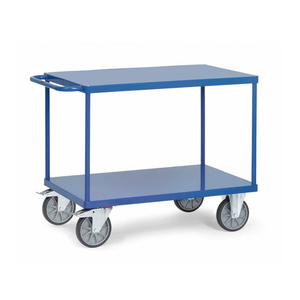 Chariot à deux niveaux roulant de plate-forme en bois de service en acier enduit de poudre lourde d'entrepôt - Product Image 6