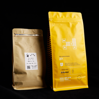 Sac de café personnalisé imprimé à fond carré avec fermeture à glissière intégrée en feuille d'aluminium à fond plat avec valve et logo