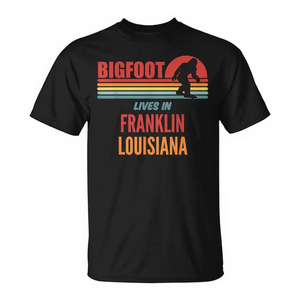 Camiseta Bigfoot Lives In Franklin Louisiana, diseño retro, unisex, cuello redondo, manga corta, promocional para adultos - Product Image 3