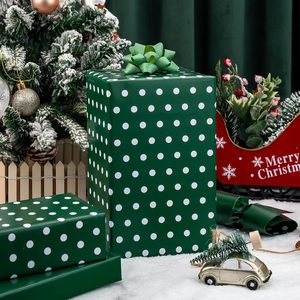 Polka Dots Reversible <b>Wrapping</b> <b>Paper</b> Roll 17 Inch X 33 Feet Classic Green <b>White</b> Christmas Holiday Gift Craft Recyclable - Product Image 3