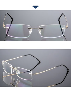 STOCK Dropshipping <strong>Fashion</strong> Rimless Square Spectacle Frames Optical Titanium <strong>Glasses</strong> for Men - Product Image 6